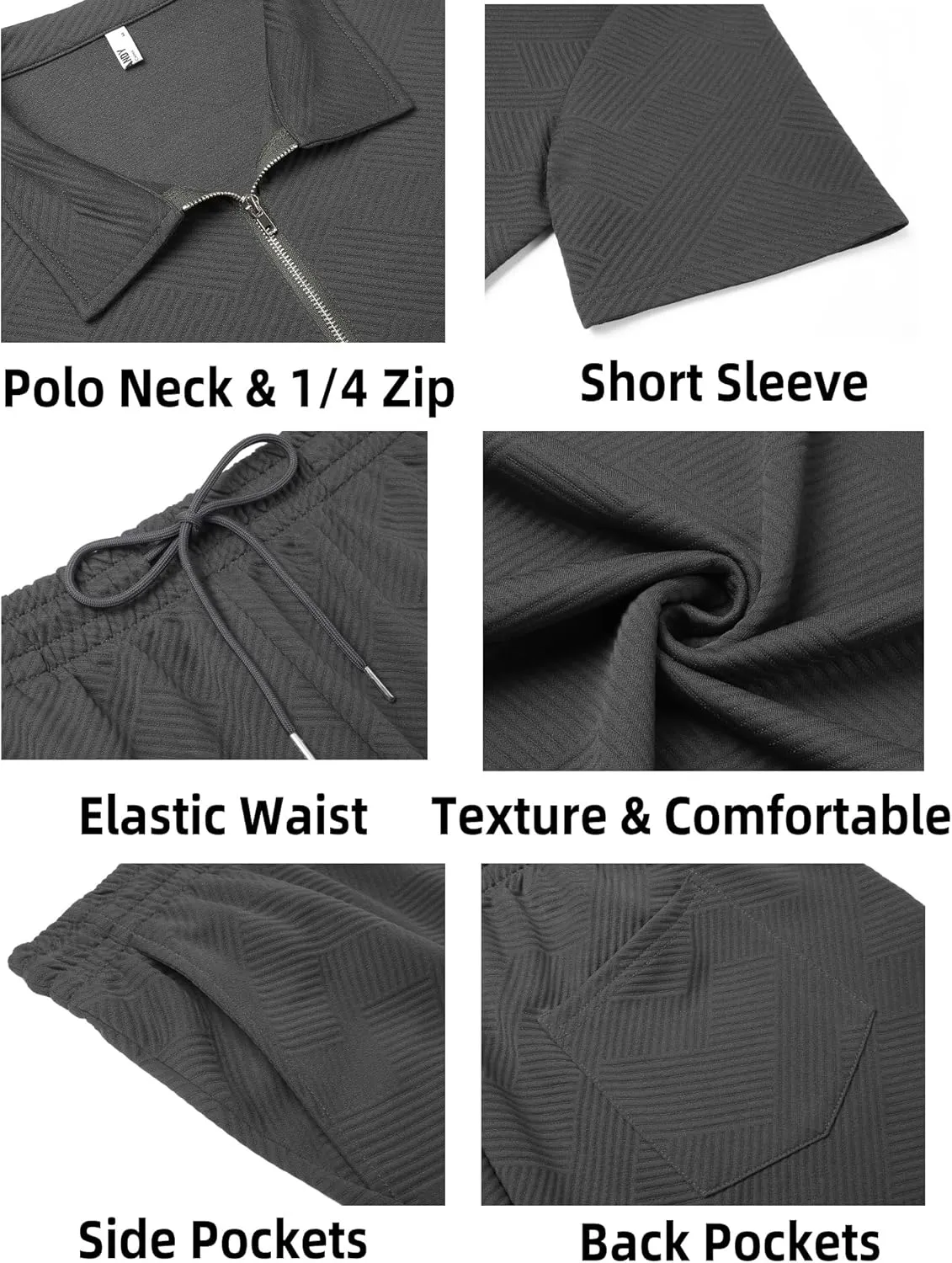 COOFANDY Mens Tracksuit Casual 2 Piece Quarter Zip Polo Shirt and Shorts Set Athletic Jogging Sports Outfits