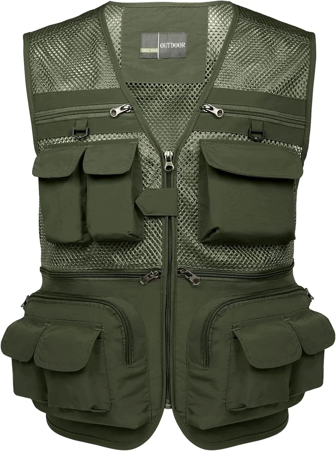 Flygo Men's Fishing Vest Utility Lightweight Outdoor Travel Safari Photo Cargo Vest with 16 Pockets