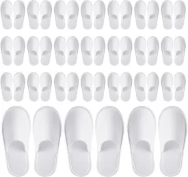 Juvale 24 Pairs Disposable House Slippers for Guests - Bulk Slipper Pack for Hotel, Spa, Travel, Shoeless Home, White Closed Toe (US Men Size 10, Women 11)