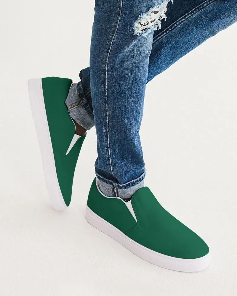 Medium Dark Cool Green Slip-On Canvas Sneakers | Men's | Medium Dark Pure Cool Green | C100M0Y75K60