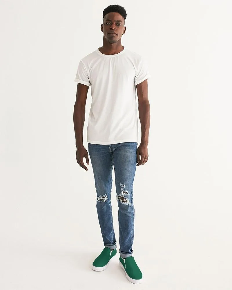 Medium Dark Cool Green Slip-On Canvas Sneakers | Men's | Medium Dark Pure Cool Green | C100M0Y75K60