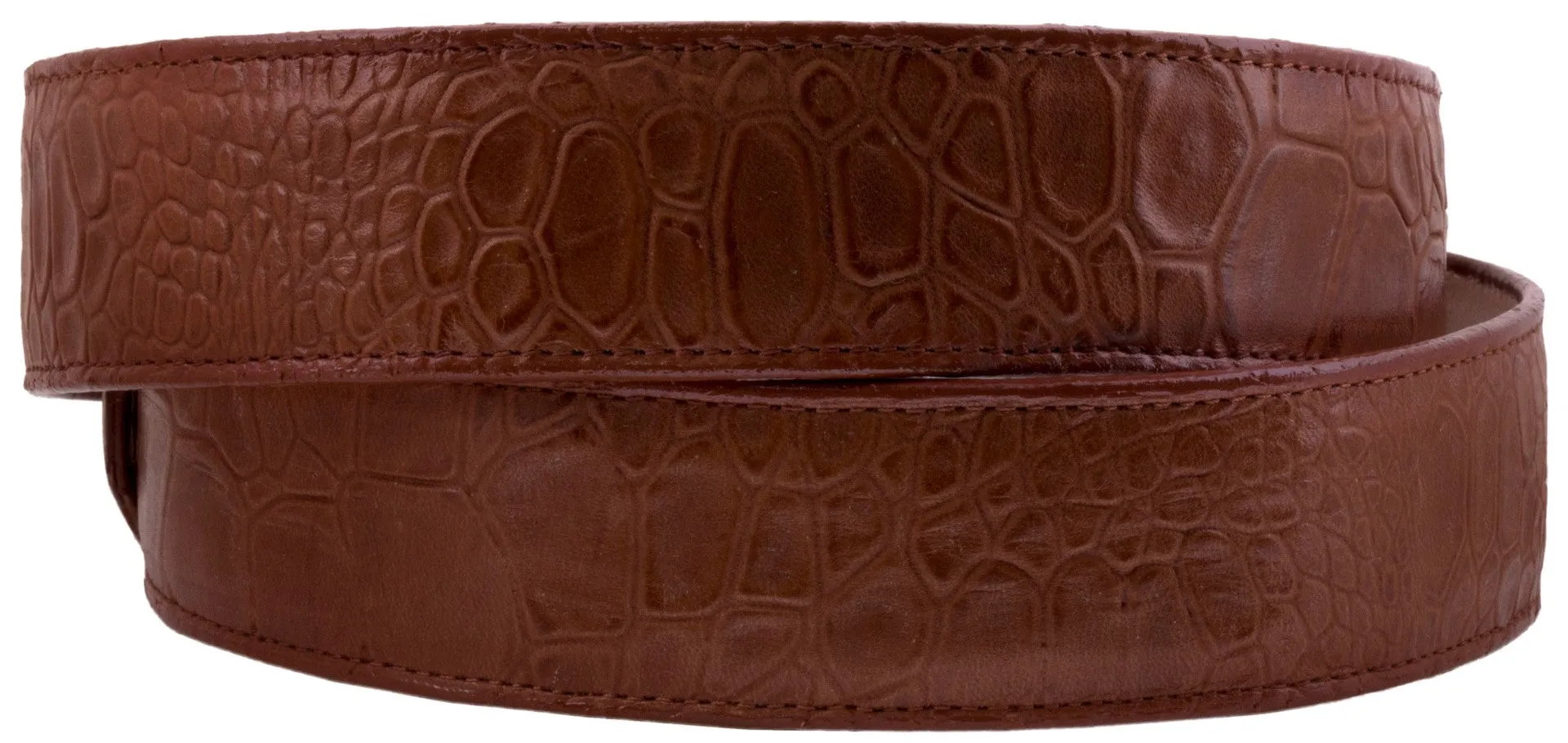 Men's Cognac Sea Turtle Belly Print Genuine Leather Cowboy Belt Silver Buckle