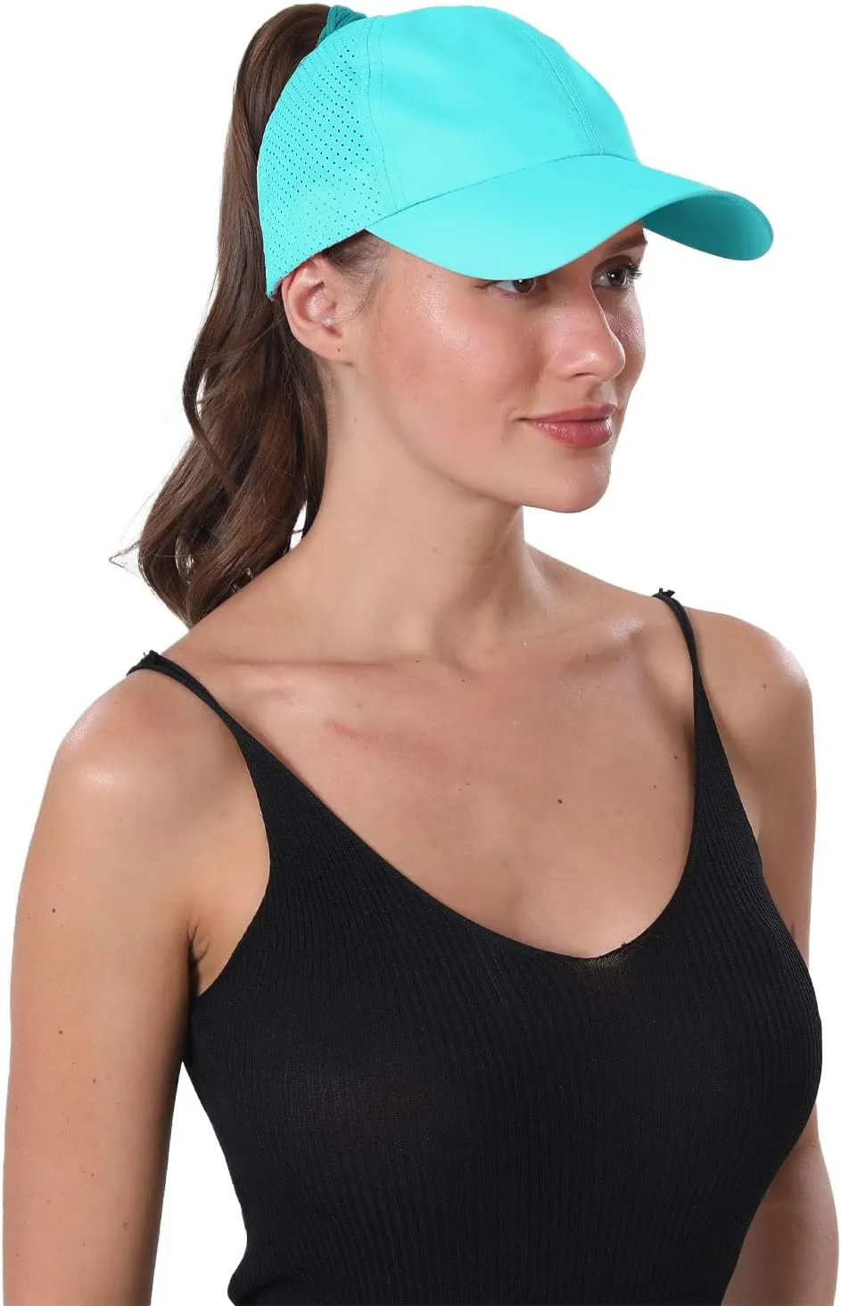New Upgraded Women Backless Baseball Cap High Ponytail Snapback Curl Caps Adjustable High Messy Bun Ponycap