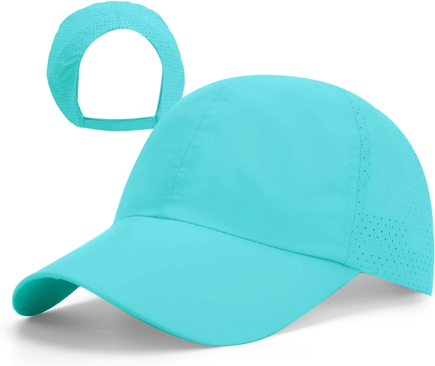 New Upgraded Women Backless Baseball Cap High Ponytail Snapback Curl Caps Adjustable High Messy Bun Ponycap