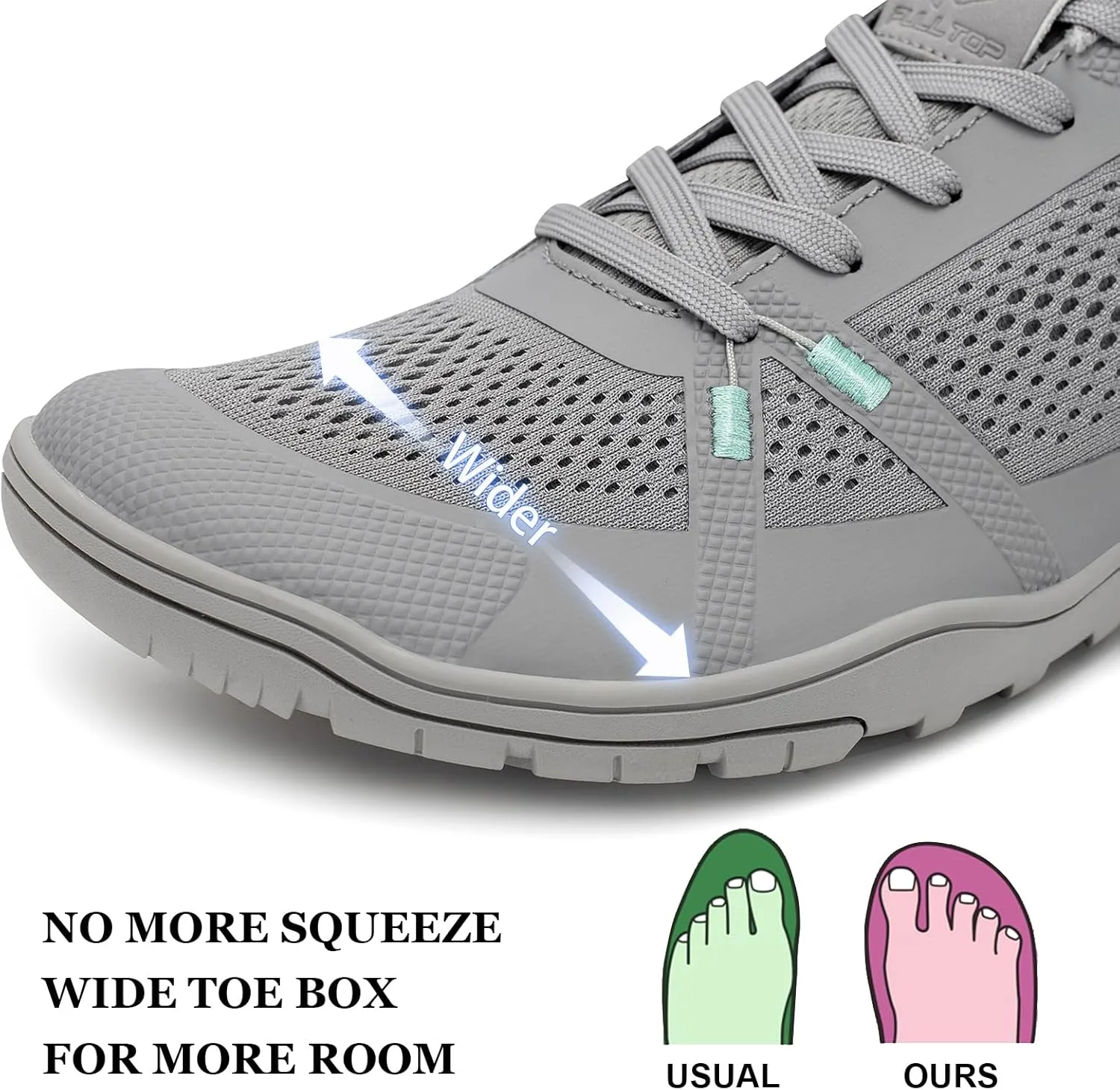 Pulltop Barefoot Trail Running Shoes for Men - Wide Toe Box | Zero Drop Sole | Minimalist Cross-Training Shoes