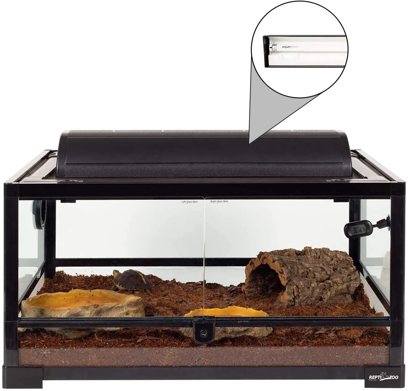REPTI ZOO Reptile Terrarium Hood Tropical Desert T8 Strip Light Fixture with 18 Inch UVB Lamp Bulb 15 Watt(Include), ETL Certified