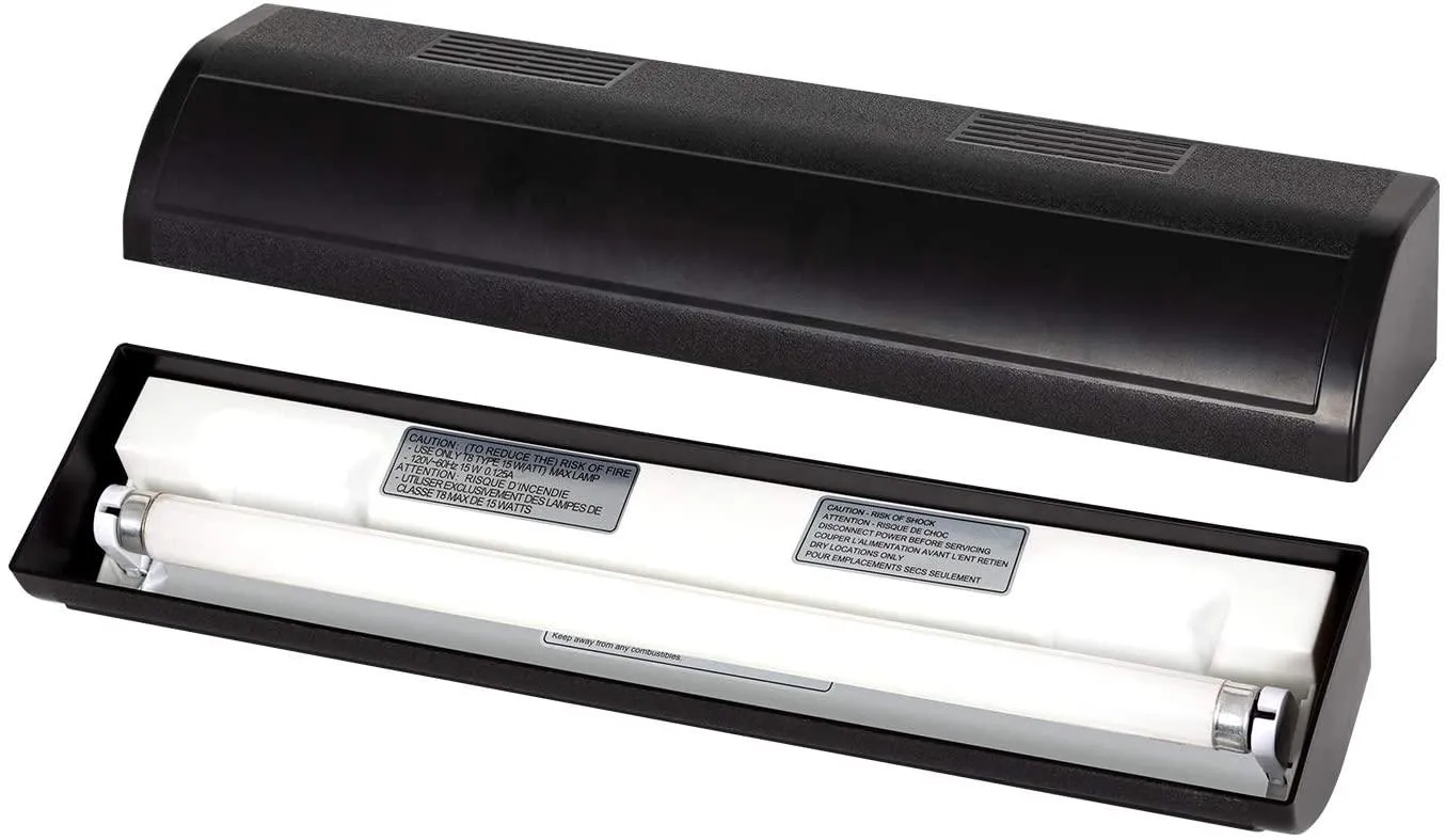 REPTI ZOO Reptile Terrarium Hood Tropical Desert T8 Strip Light Fixture with 18 Inch UVB Lamp Bulb 15 Watt(Include), ETL Certified